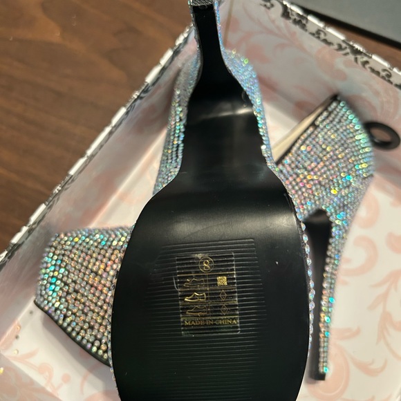 Iridescent Rhinestone Stacked Heels - Picture 5 of 8